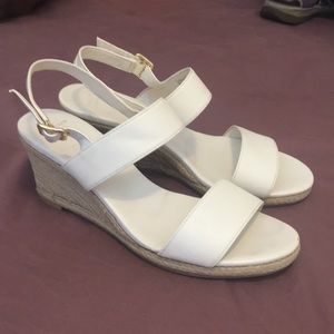 Cole Haan white leather espadrille wedges!